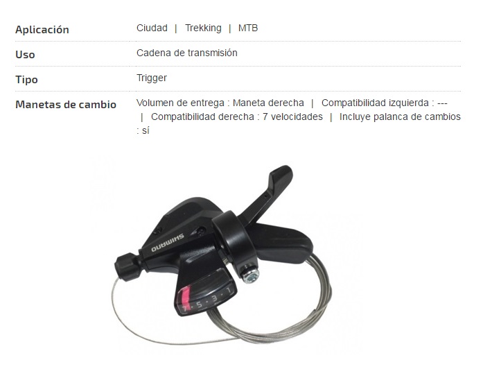 MANDO SHIMANO CAMBIO 7V. ALTUS SL-M315-7R